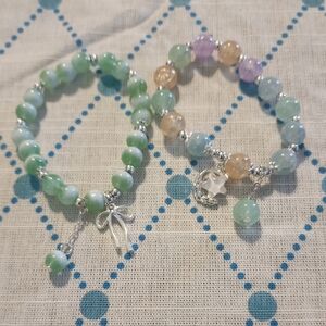 Elegant Green and Multicolor Beaded Bracelets